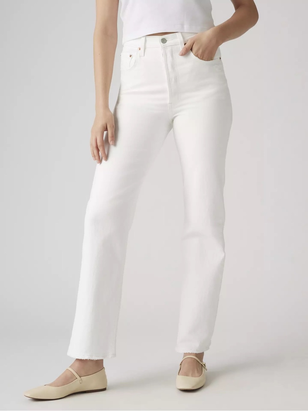 Levi’s White Ribcage Straight Ankle Jeans